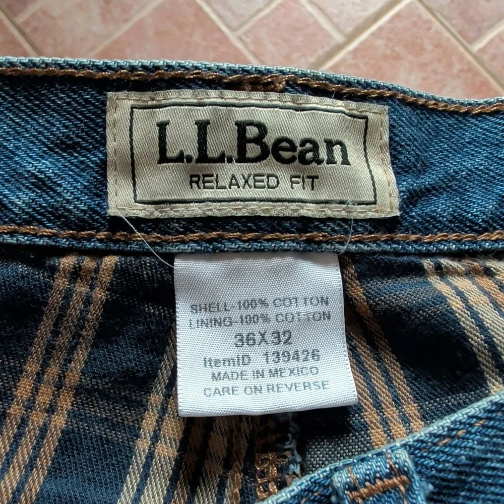 LL Bean Jeans Mens 36x32 Blue Relaxed Fit Flannel Lined Denim Medium‎ Wash